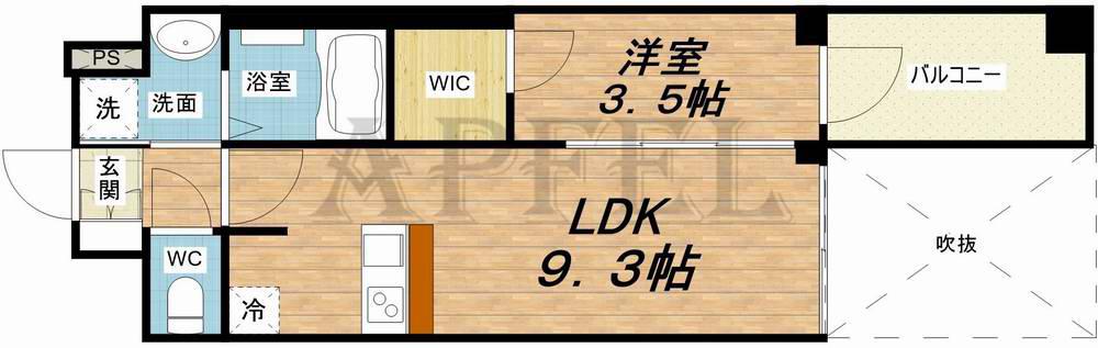 プレサンス堺筋本町ディスティニー(1LDK/13階)の間取り写真