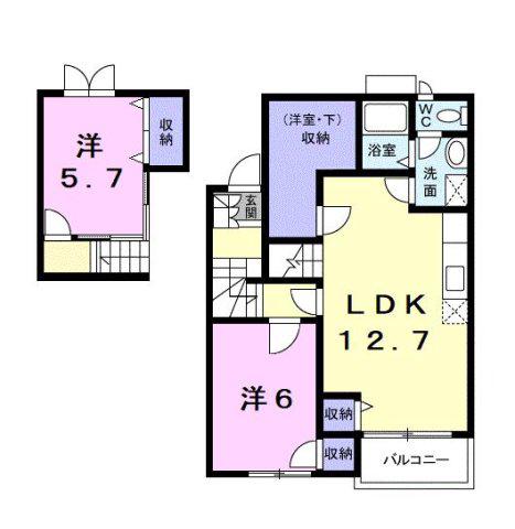 クレールB(2LDK/2階)の間取り写真