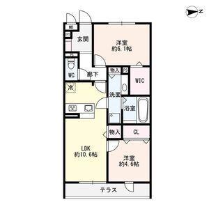 グリーヴィラ柱曙(2LDK/1階)の間取り写真
