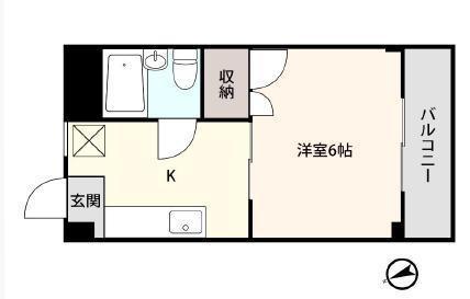 アシスト山形第3マンション(1K/3階)の間取り写真