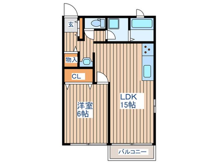 プランドール仙台東(1LDK/2階)の間取り写真