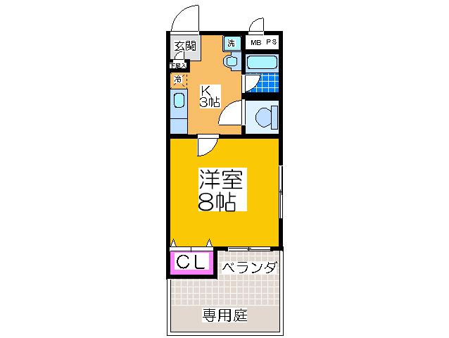 メゾンドマルコ(1K/1階)の間取り写真