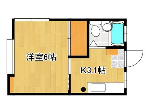 コーポ藤B棟(1K/2階)の間取り写真