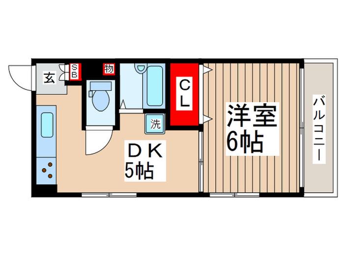 清水ビル(1DK/3階)の間取り写真