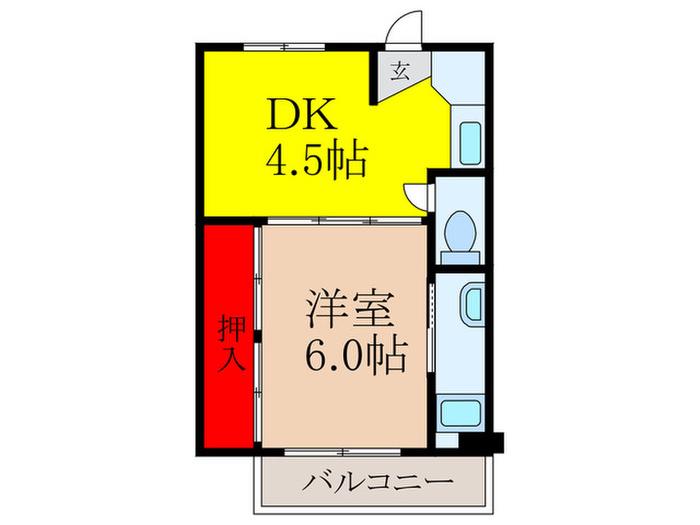 ビレッジハウス高田2号棟-1(1DK/3階)の間取り写真