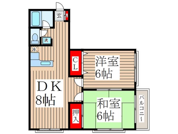 益子ビル(2DK/3階)の間取り写真
