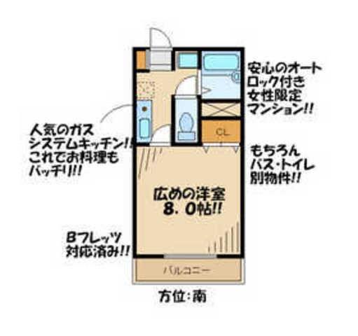ベルコリーヌ(1K/1階)の間取り写真