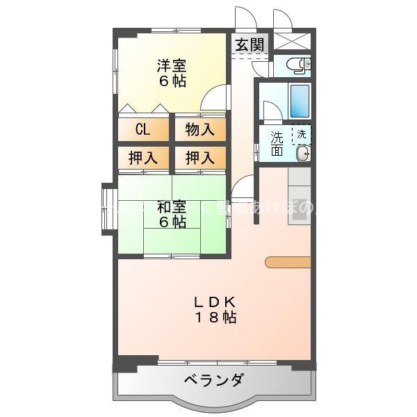ヴィラ ウィル(2LDK/3階)の間取り写真