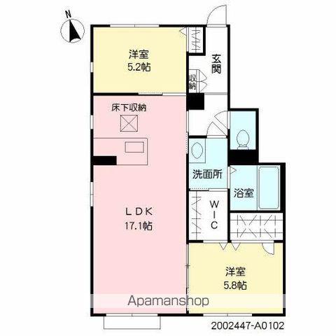 クオーレ西都 A棟(2LDK/1階)の間取り写真