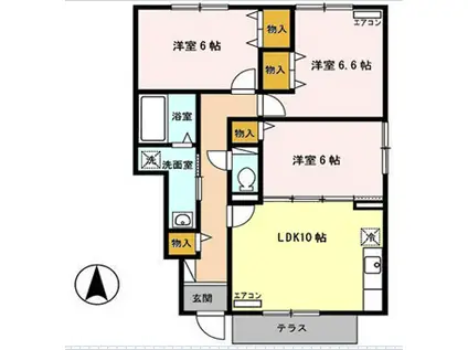 モダンコート広面 A(3LDK/1階)の間取り写真