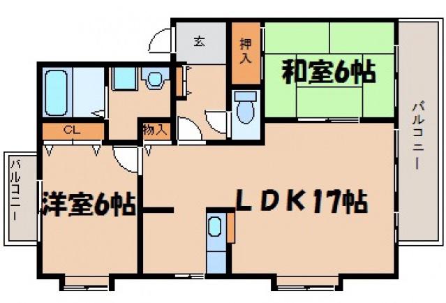 フォブール山田(2LDK/3階)の間取り写真