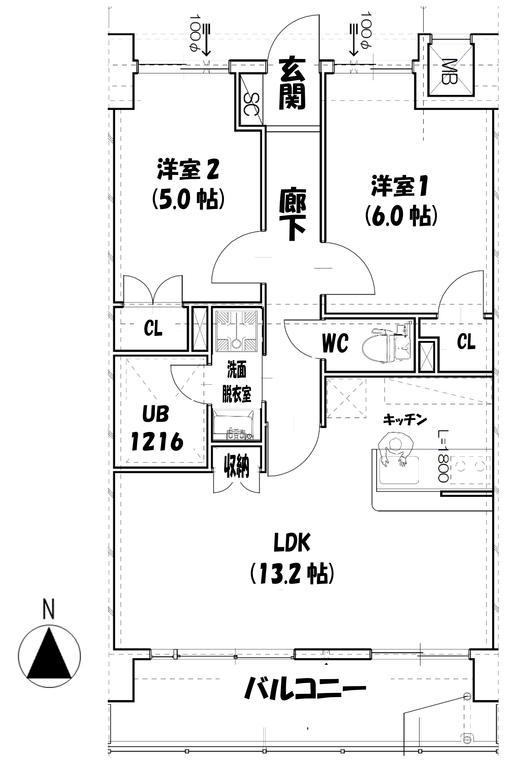 エスコートワン(2LDK/2階)の間取り写真
