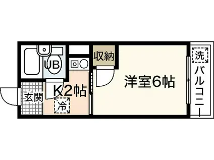 広島電鉄宮島線 楽々園駅 徒歩16分 5階建 築37年(1K/5階)の間取り写真
