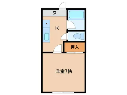 コーポエース袋(1DK/2階)の間取り写真