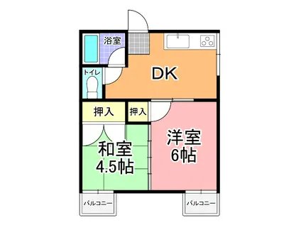 コーポ千波(2DK/2階)の間取り写真