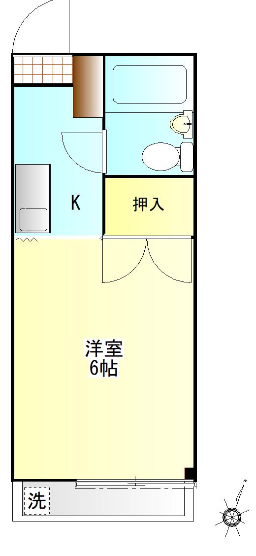 サンアベニュー田倉B(1K/1階)の間取り写真