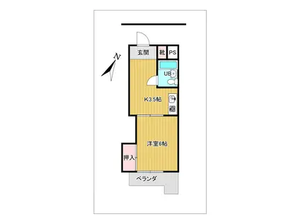スイニー圭(ワンルーム/2階)の間取り写真