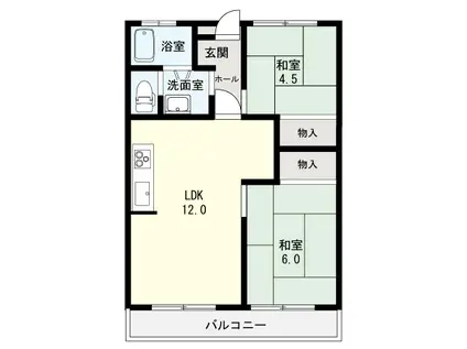 シティガーデン溝尻(2LDK/1階)の間取り写真