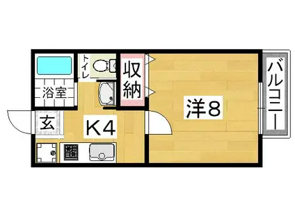 エルクハウスA(1K/1階)の間取り写真