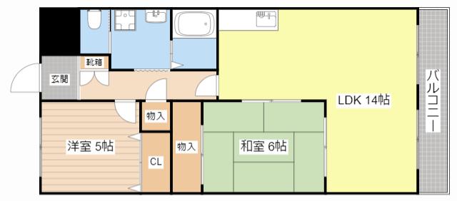 富士ロイヤルアベニュー(2LDK/2階)の間取り写真