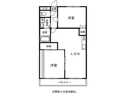 サンライズ清武(2LDK/2階)の間取り写真