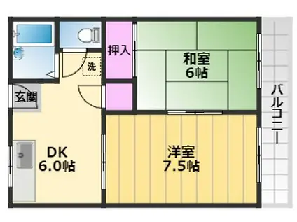 メゾンドールユキ(2DK/1階)の間取り写真
