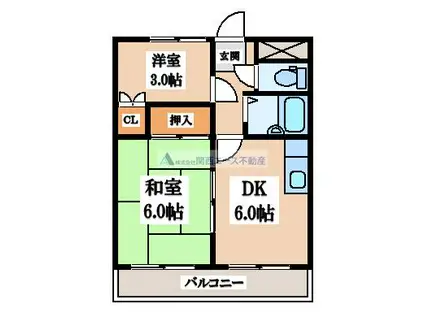 ヤマトマンション(2DK/2階)の間取り写真