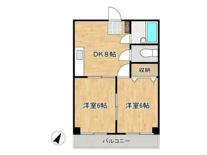みのわグレースマンション(2DK/2階)の間取り写真
