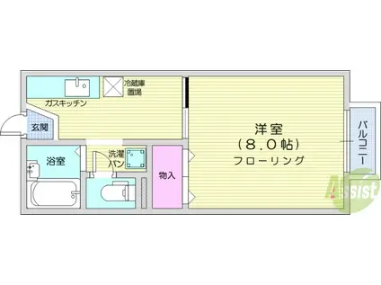 グランディール黒松(1K/2階)の間取り写真