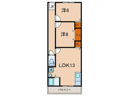 三陽マンションNO5(2LDK/3階)の間取り写真