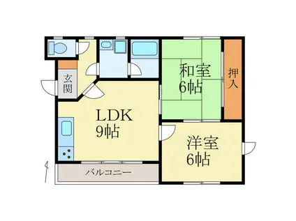 薗村マンション(2LDK/1階)の間取り写真
