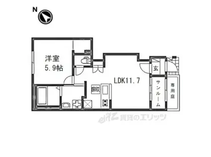 甲賀市甲南町寺庄アパート(1LDK/1階)の間取り写真