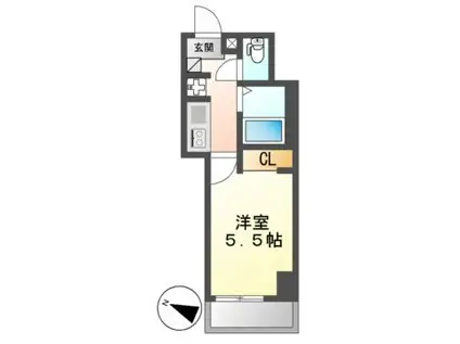 ソフィスサクラヤマ(1K/4階)の間取り写真