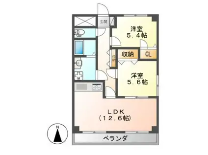アフィットナカシマ(2LDK/3階)の間取り写真
