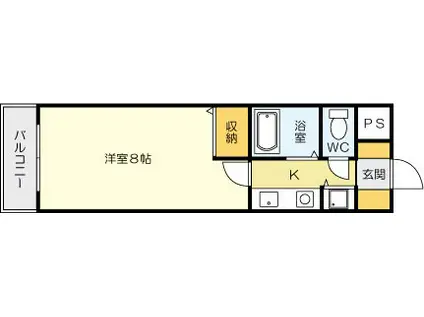 BERGAMOTTO 吉野町(1K/6階)の間取り写真