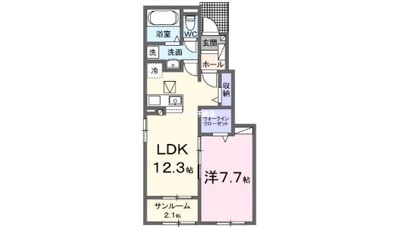 オーブ シャルダンB(1LDK/1階)の間取り写真
