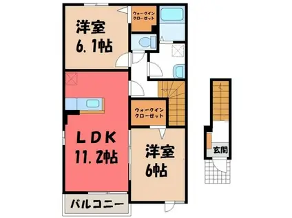 エスポワール・ジェルメIII(2LDK/2階)の間取り写真