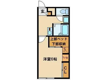 レオパレスSUN ROYAL(1K/2階)の間取り写真