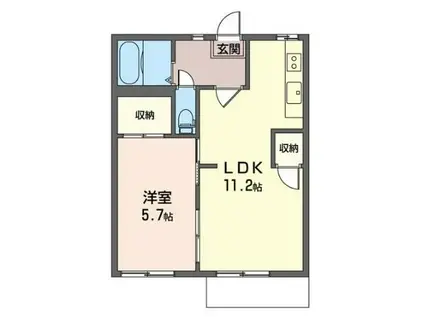 ハイネス東六月B(1LDK/1階)の間取り写真