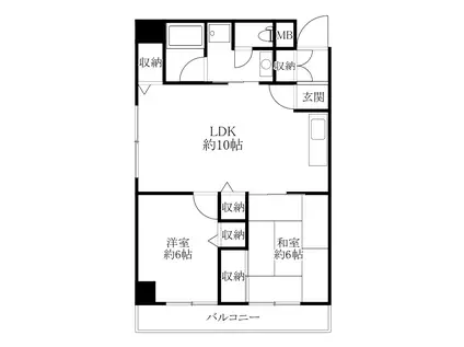 ハイシティ湯島(2LDK/4階)の間取り写真