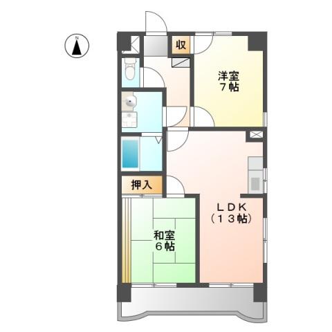 グランデュール今1(2LDK/2階)の間取り写真
