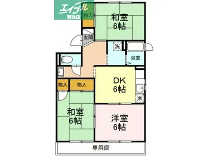 キャッスル平田 A棟(3DK/1階)の間取り写真