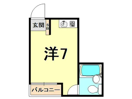 シャトー甲陽(ワンルーム/2階)の間取り写真