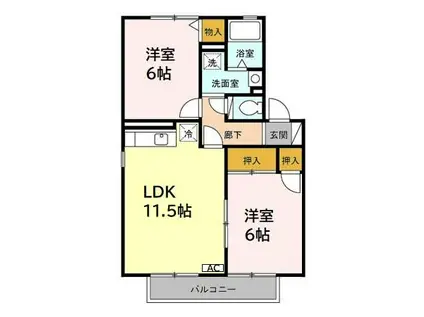 フラッターM(2LDK/2階)の間取り写真