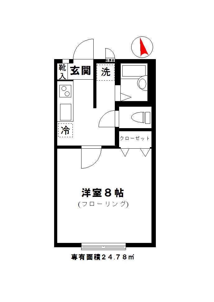フィオーレハウス(1K/1階)の間取り写真