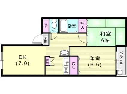 K-COURT西代(2DK/2階)の間取り写真