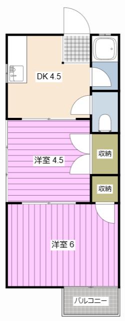 フォーブル内野(2DK/1階)の間取り写真