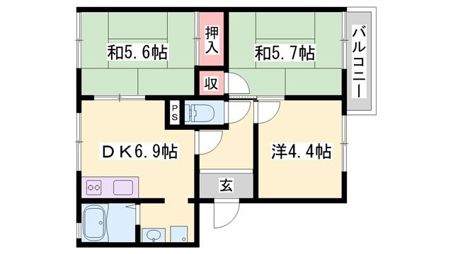 ガーデンハイツ緑ヶ丘E(3DK/1階)の間取り写真