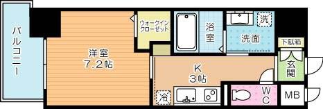 リンデンバウム京町(1K/3階)の間取り写真