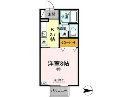 アベニューハタダIII(1K/2階)の間取り写真